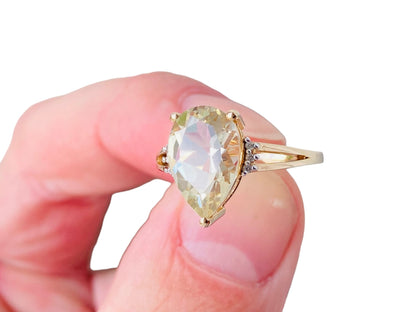 9ct Gold Lemon Quartz & Diamond Ring