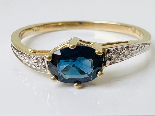 Vintage 9ct Gold Sapphire & Diamond Ring