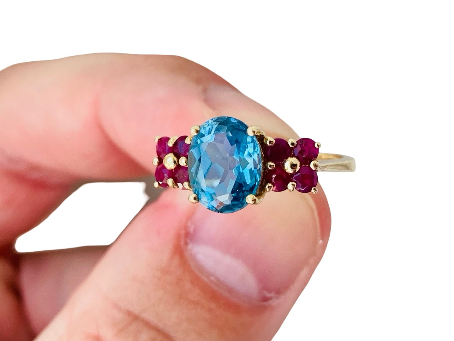 Vintage Gold Topaz & Ruby Ring