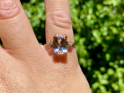 9ct Gold Morganite & Zircon Ring