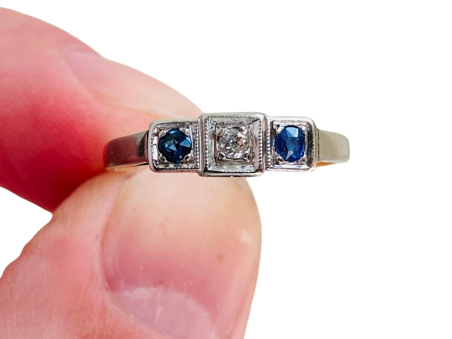Antique 18ct Gold & Platinum Sapphire & Diamond Ring