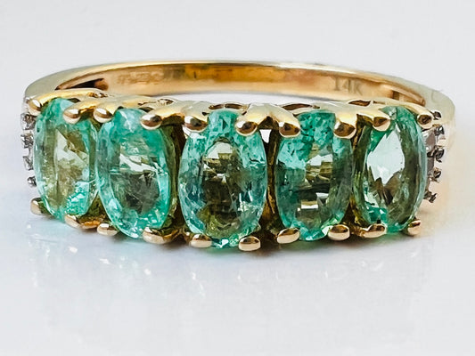 14ct Gold Emerald & Diamond Ring