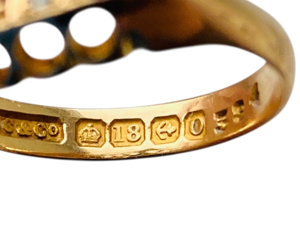 Antique 18ct Gold Sapphire & Diamond Ring