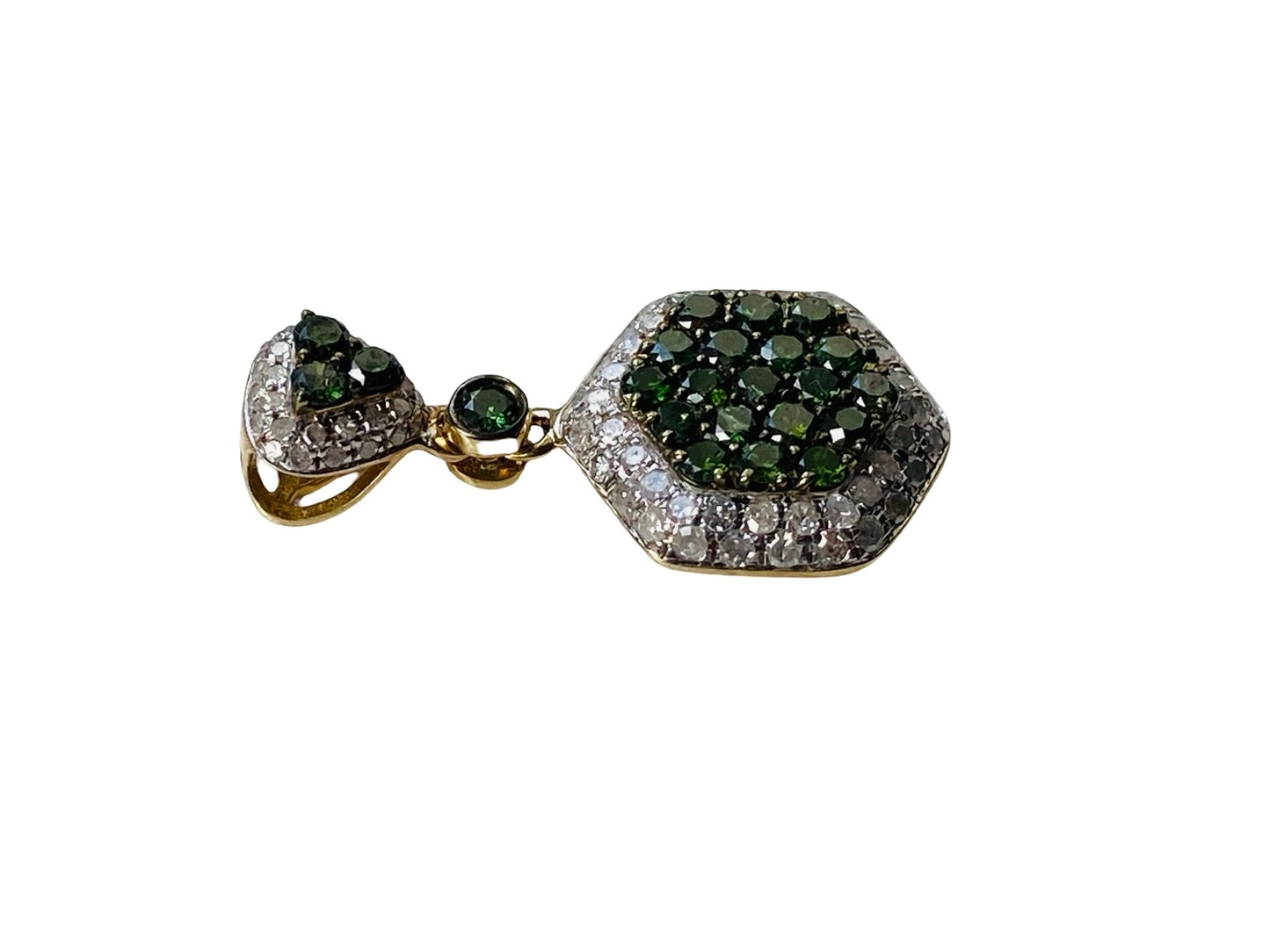 9ct Gold Green & White Diamond Pendant