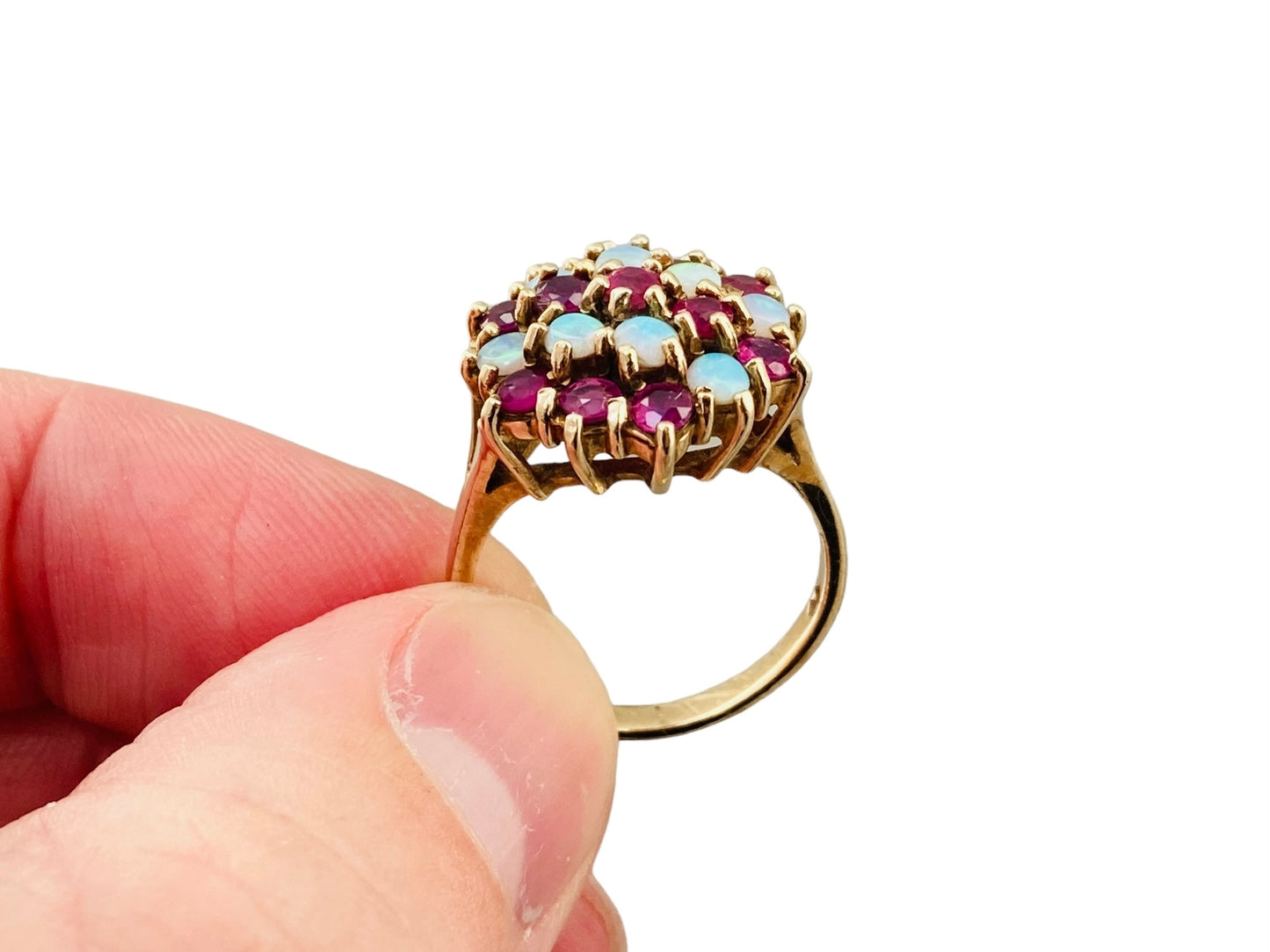 Vintage 9ct Gold Ruby & Opal Ring