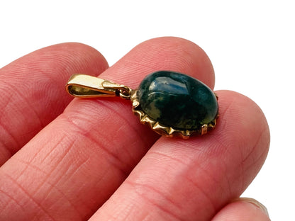 Vintage 9ct Gold Moss Agate Pendant