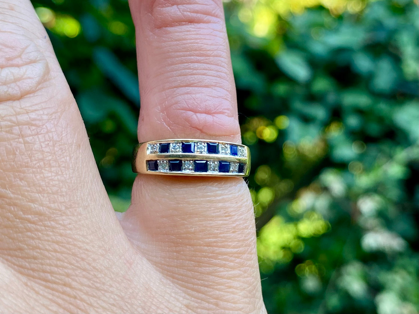 Vintage 9ct Gold Sapphire & Diamond Ring