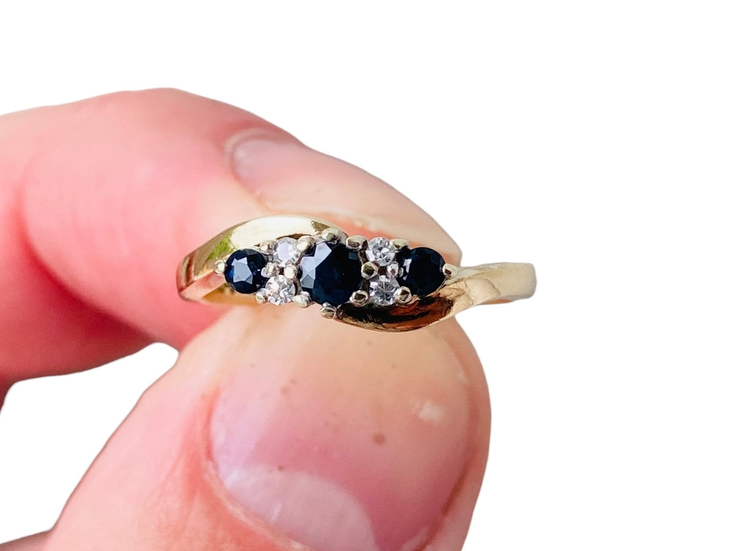 Vintage 9ct Gold Sapphire & Diamond Ring