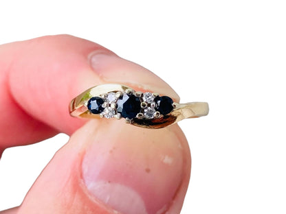 Vintage 9ct Gold Sapphire & Diamond Ring