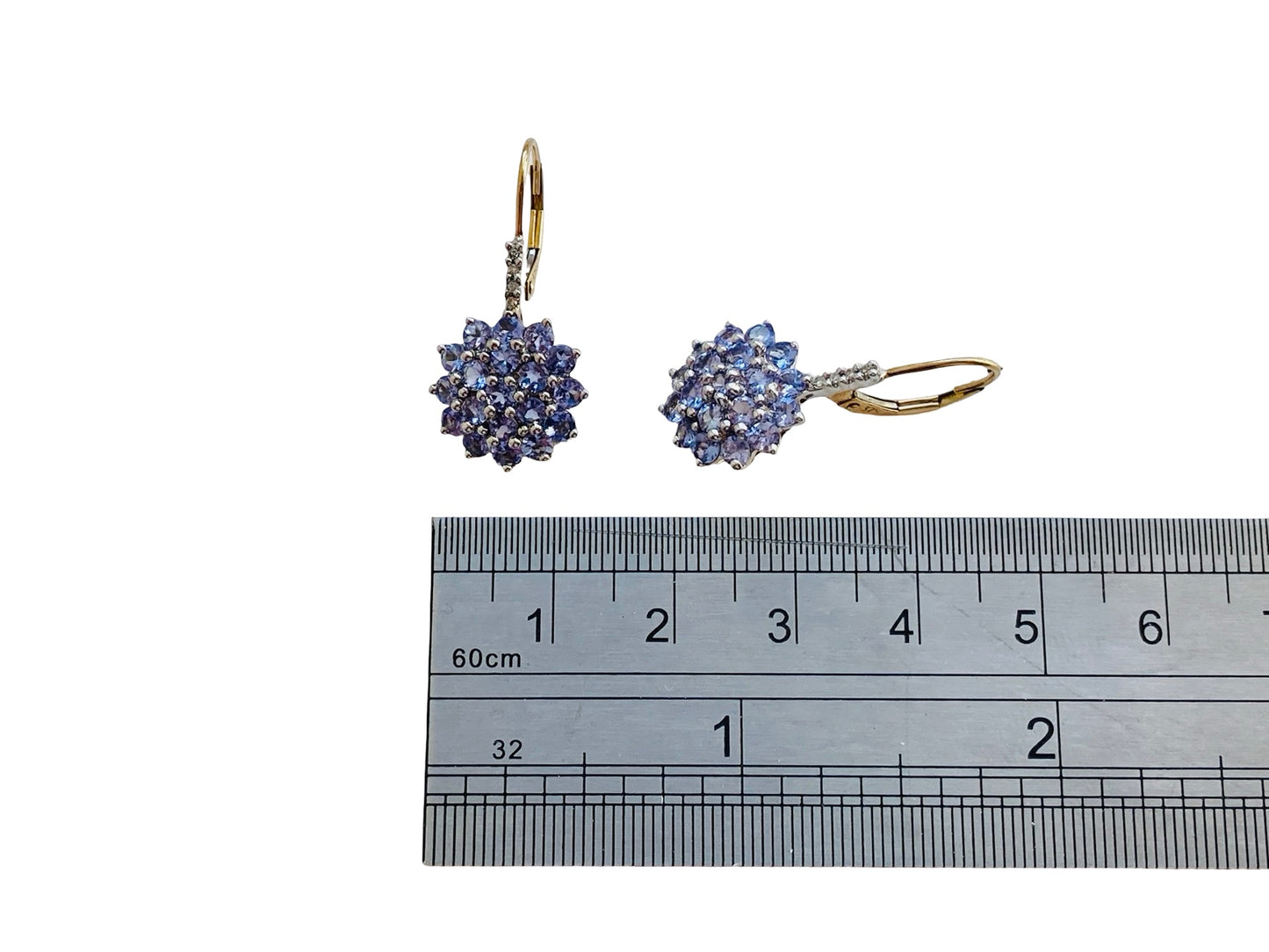 9ct Gold Tanzanite & Diamond Earrings