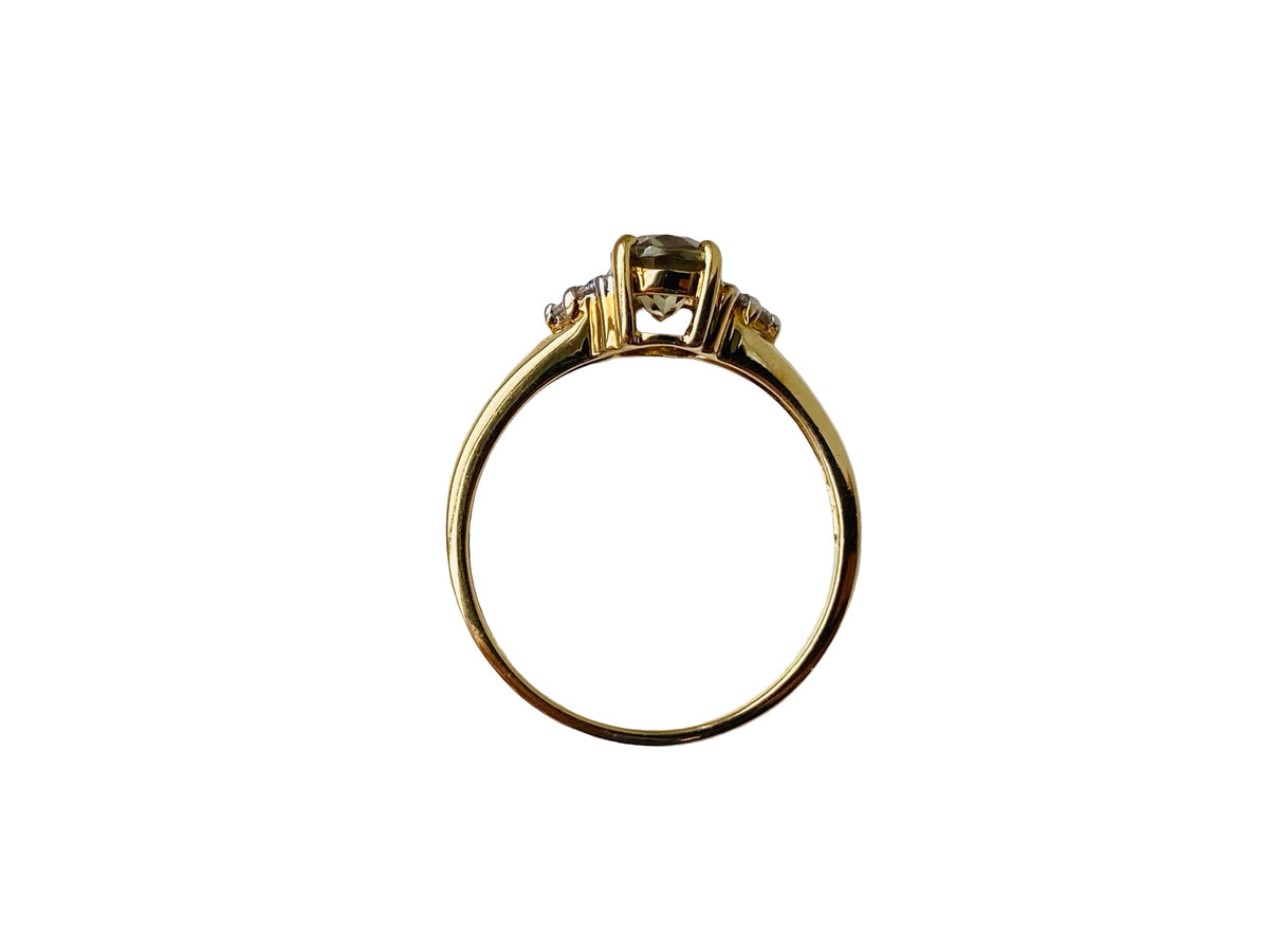 9ct Gold Csarite & Diamond Ring