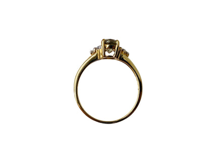 9ct Gold Csarite & Diamond Ring