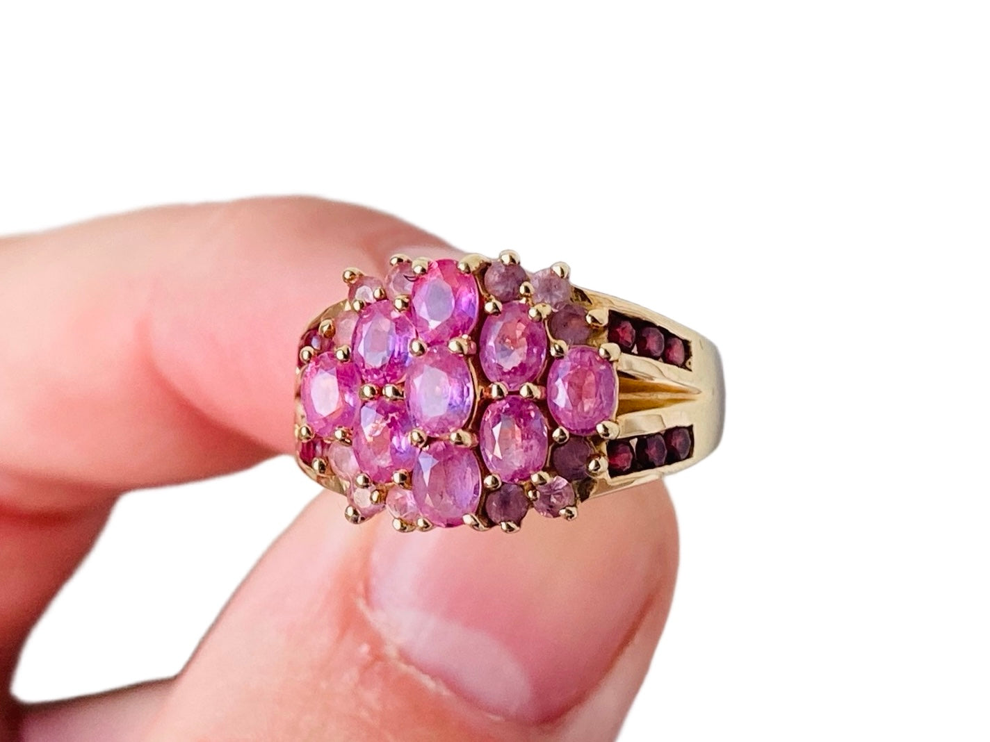 9ct Gold Pink Sapphire & Pink Tourmaline Ring