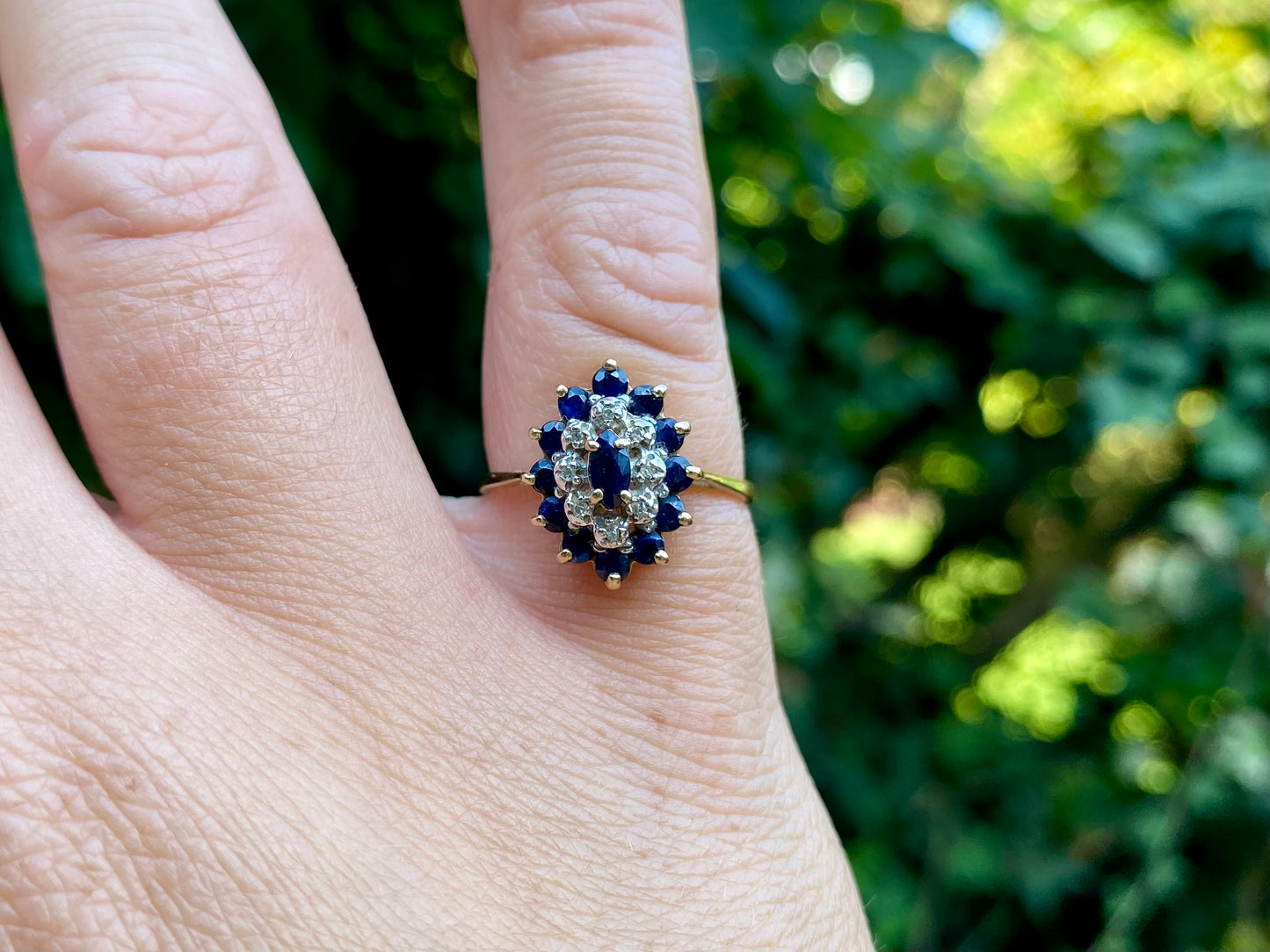Vintage 9ct Gold Sapphire & Diamond Ring