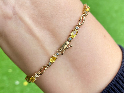 9ct Gold Yellow & Green Sapphire Bracelet