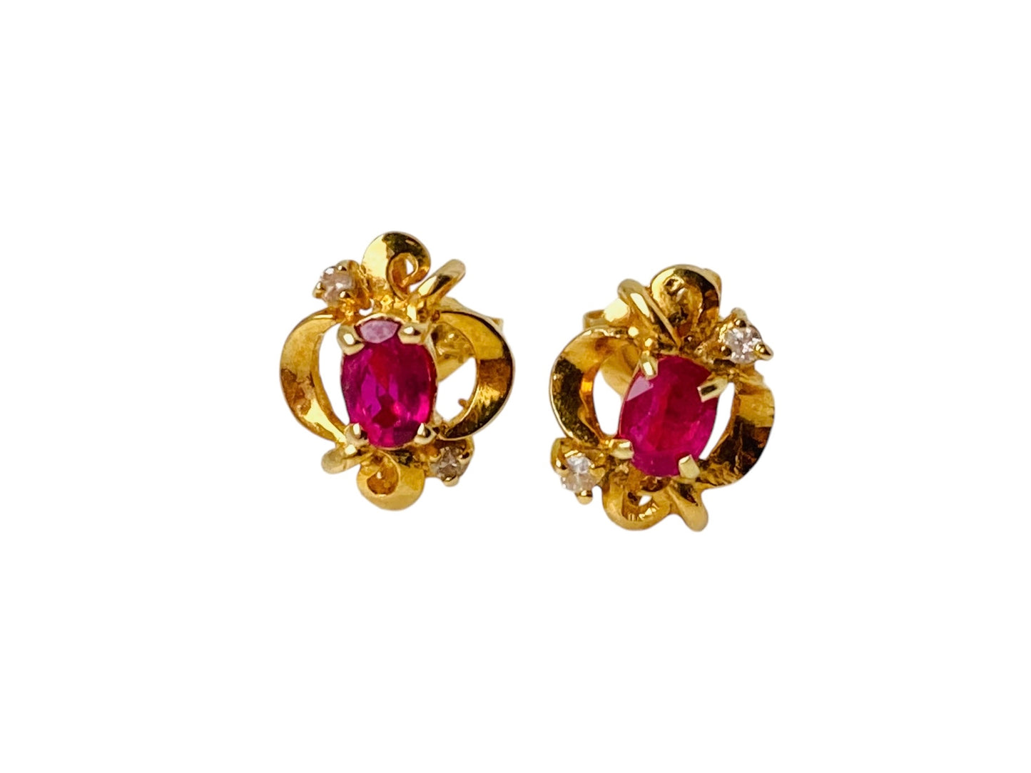 14ct Gold Ruby & Diamond Earrings