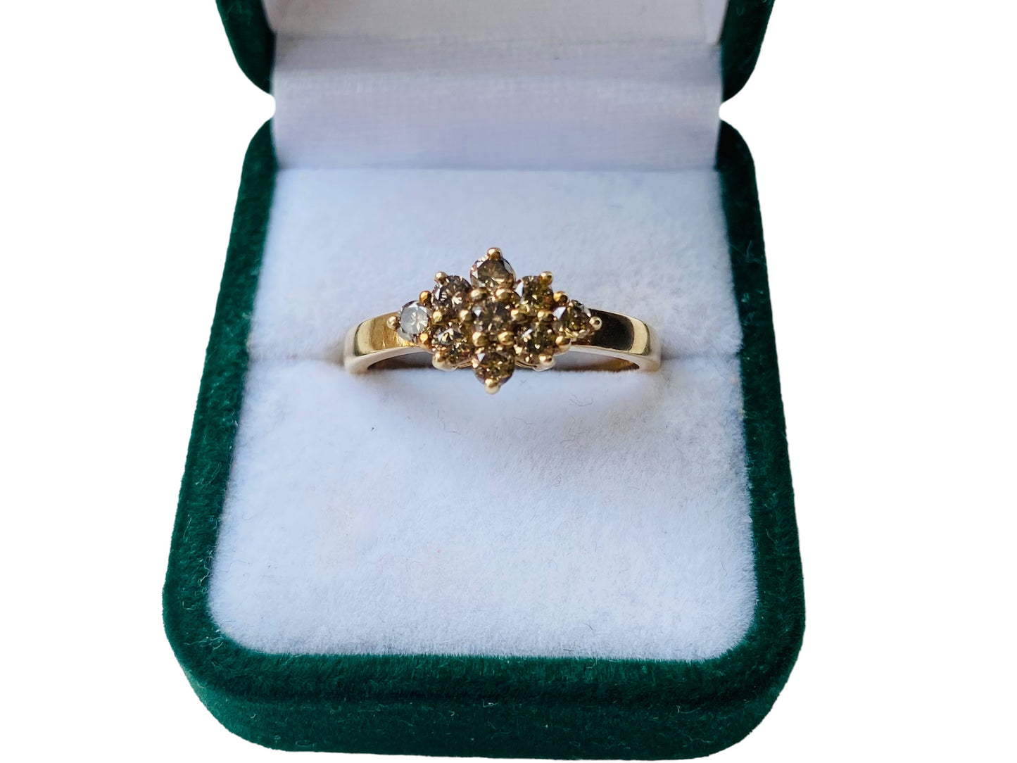 9ct Gold Champagne Diamond Cluster Ring