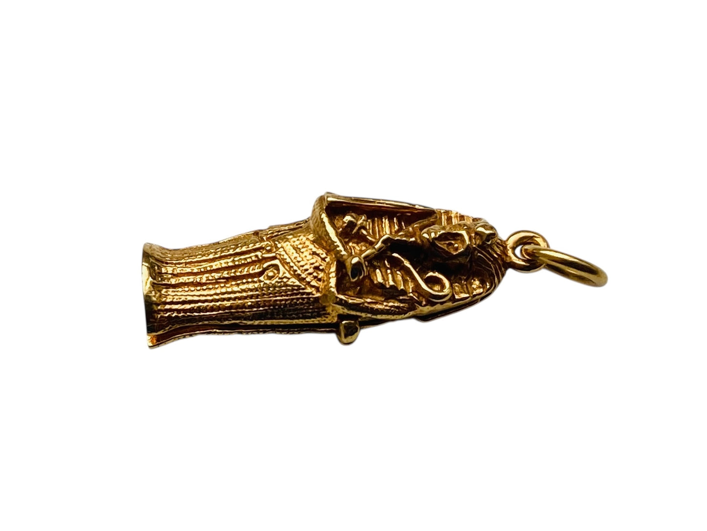 Vintage 9ct Gold Egyptian Sarcophagus Mummy Opening Pendant, Locket or Charm