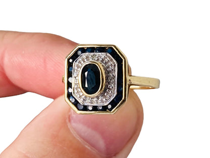 9ct Gold Sapphire & Diamond Ring