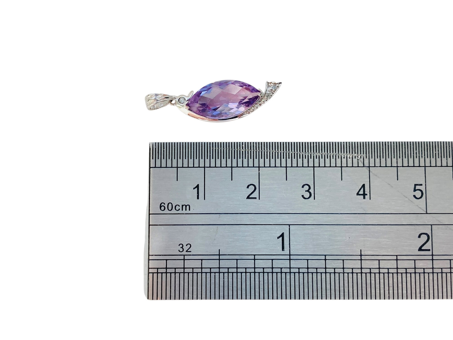 9ct Gold Amethyst & Diamond Pendant