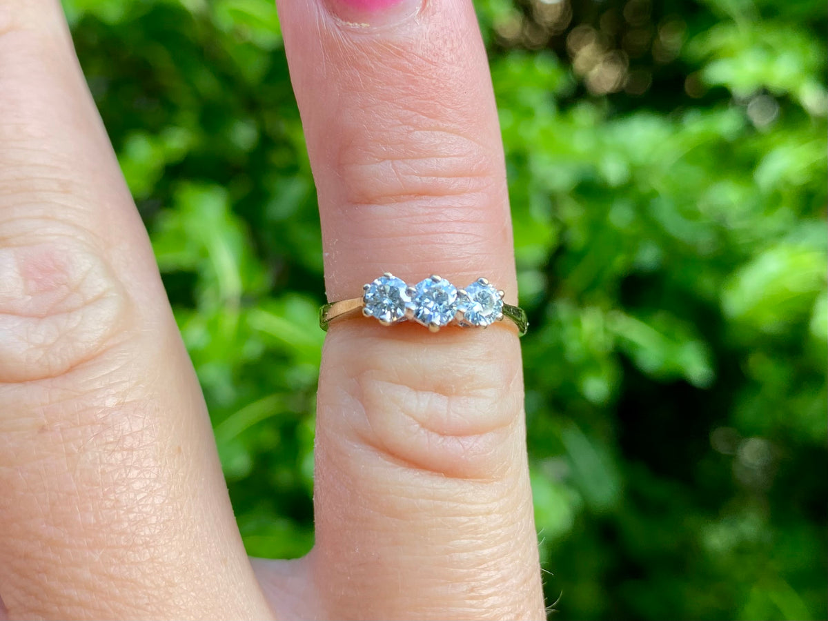 9ct Gold Three-Stone Diamond Ring