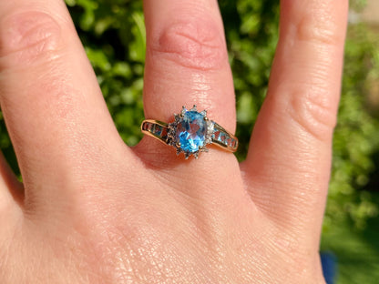 9ct Gold Topaz & Diamond Ring