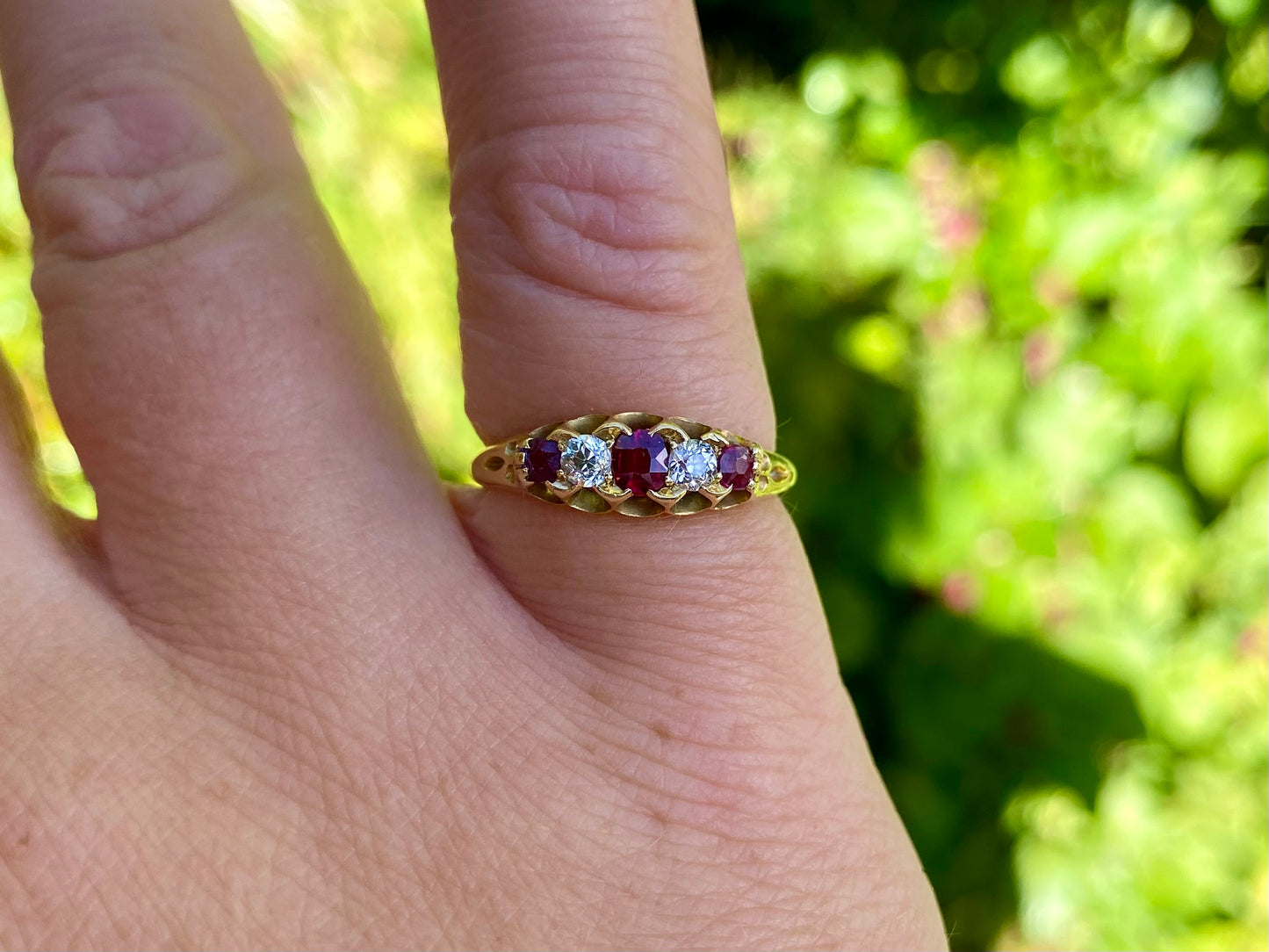 Antique 18ct Gold Ruby & Diamond Ring