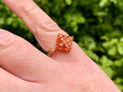9ct Gold Fire Opal & Diamond Ring