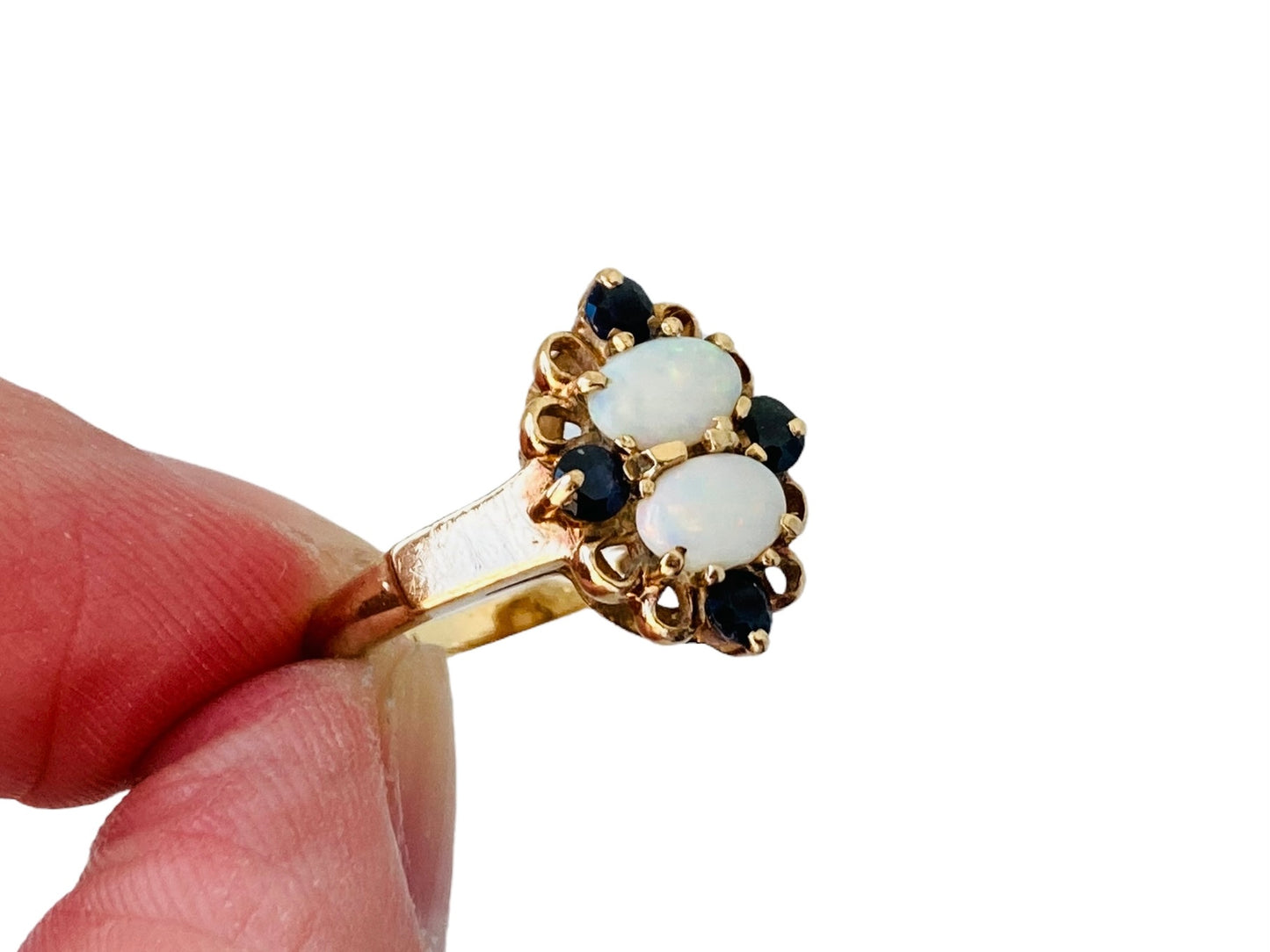 Vintage 9ct Gold Opal & Sapphire Ring