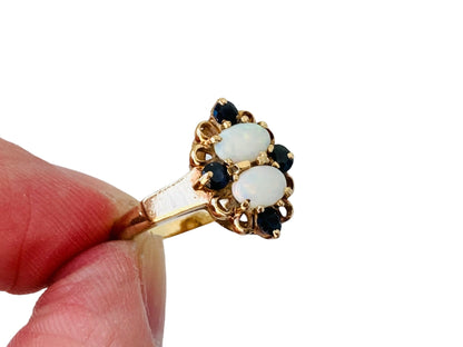 Vintage 9ct Gold Opal & Sapphire Ring