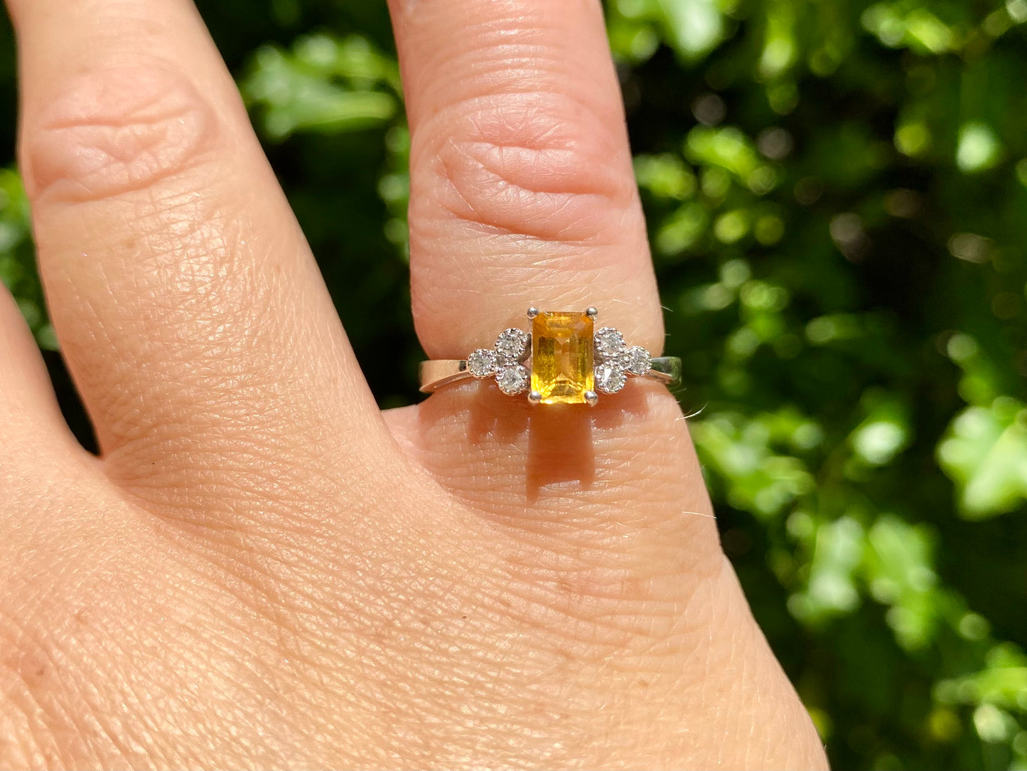 9ct Gold Citrine & Diamond Ring