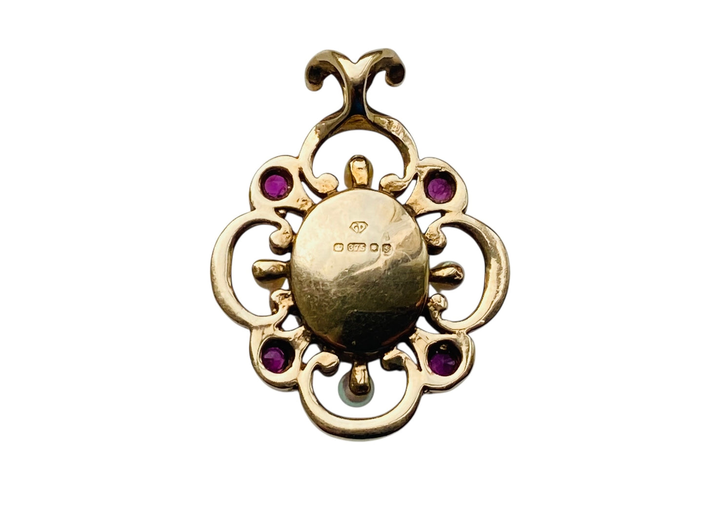 Vintage 9ct Gold Opal,Ruby & Pearl Pendant