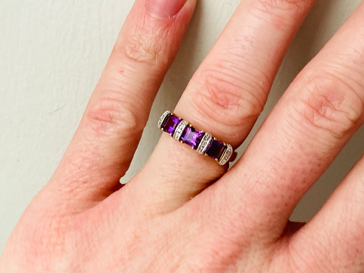 9ct Gold Amethyst & Diamond Ring