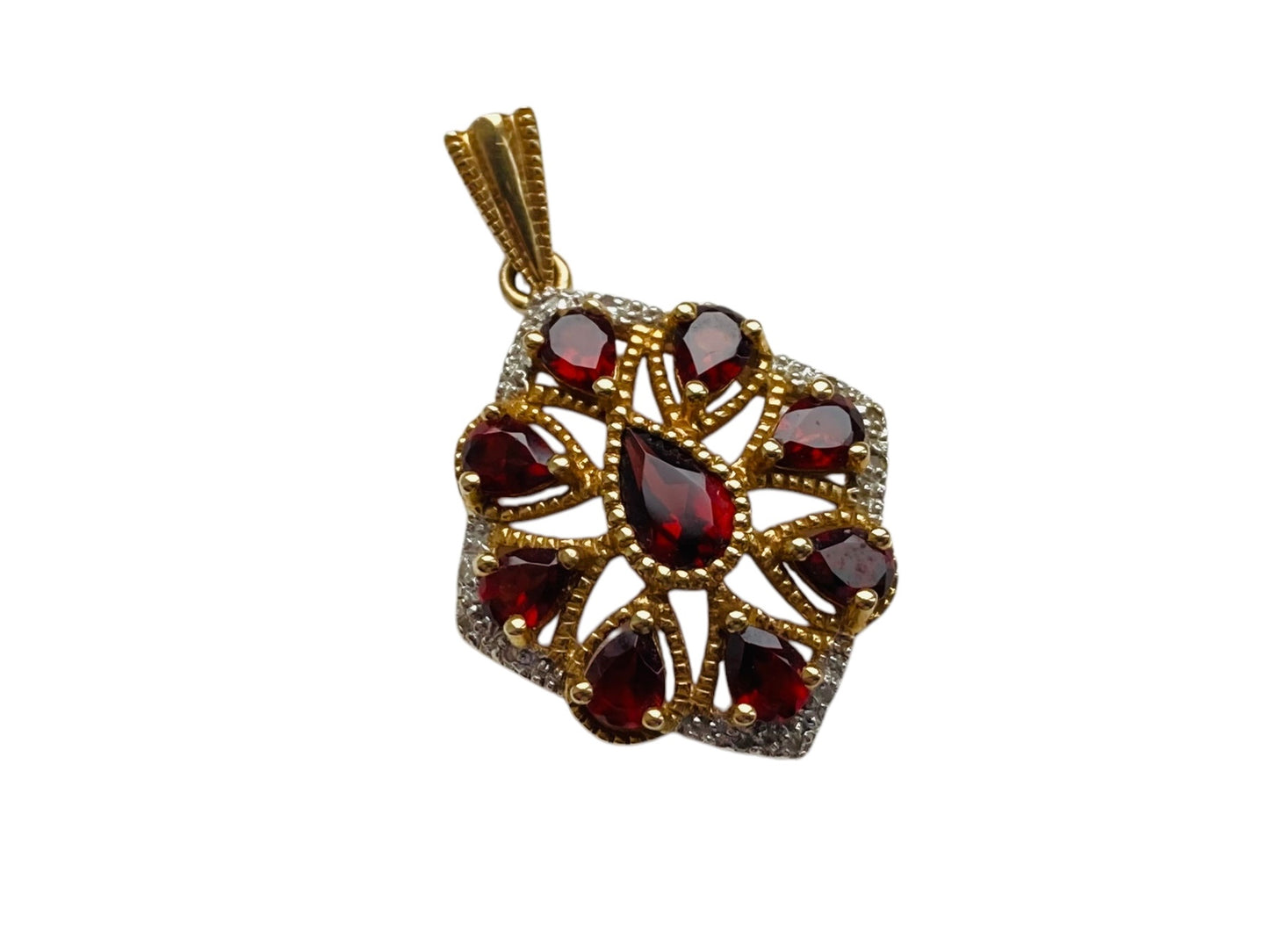 9ct Gold Garnet & Diamond Pendant