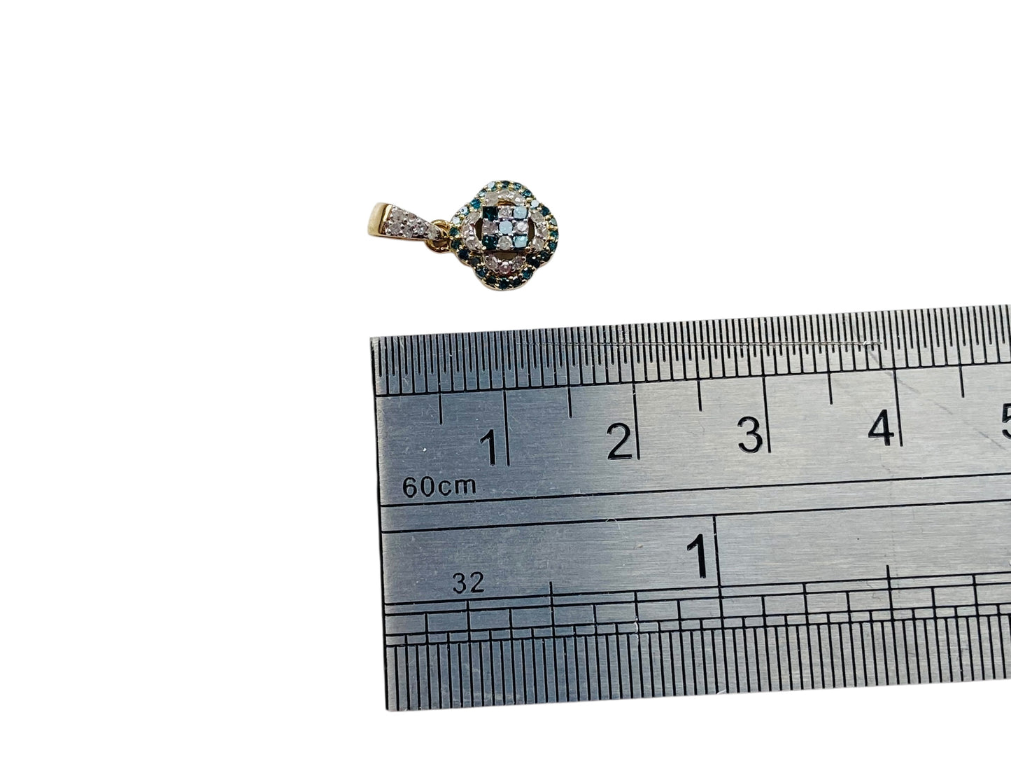 9ct Gold Blue & White Diamond Pendant