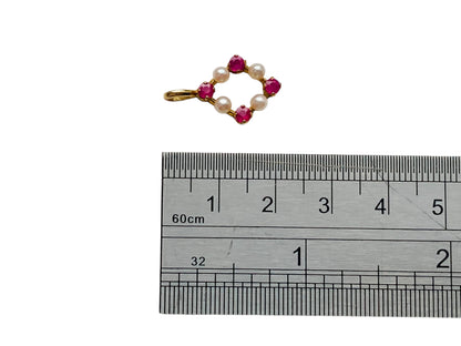 9ct Gold Ruby & Pearl Pendant