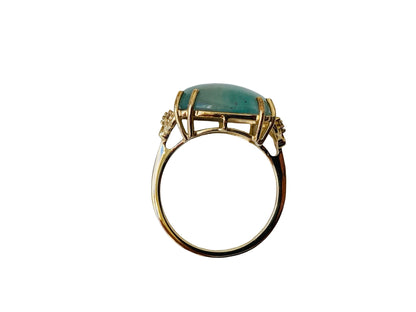 9ct Gold Aquaprase & Diamond Ring