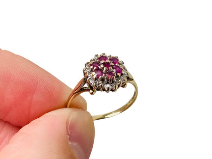 Vintage 9ct Gold Ruby & Diamond Ring