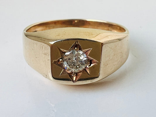Vintage 9ct Gold Diamond Starburst Ring