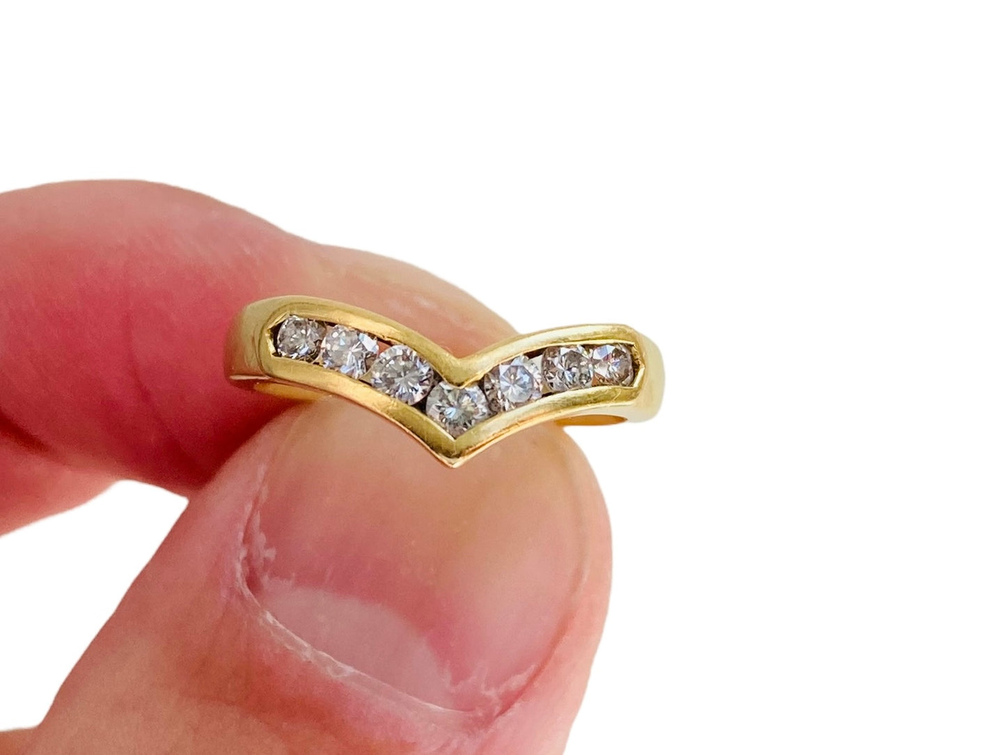 18ct Gold Diamond Wishbone/Chevron Ring