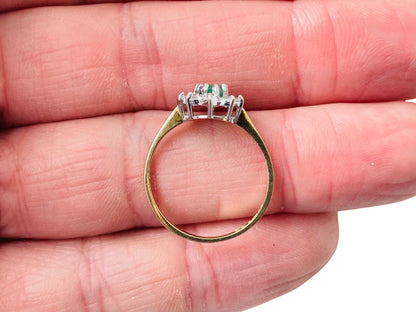 Vintage 9ct Gold Emerald & Cubic Zirconia Ring