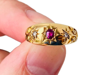 Antique 18ct Gold Ruby & Diamond Ring