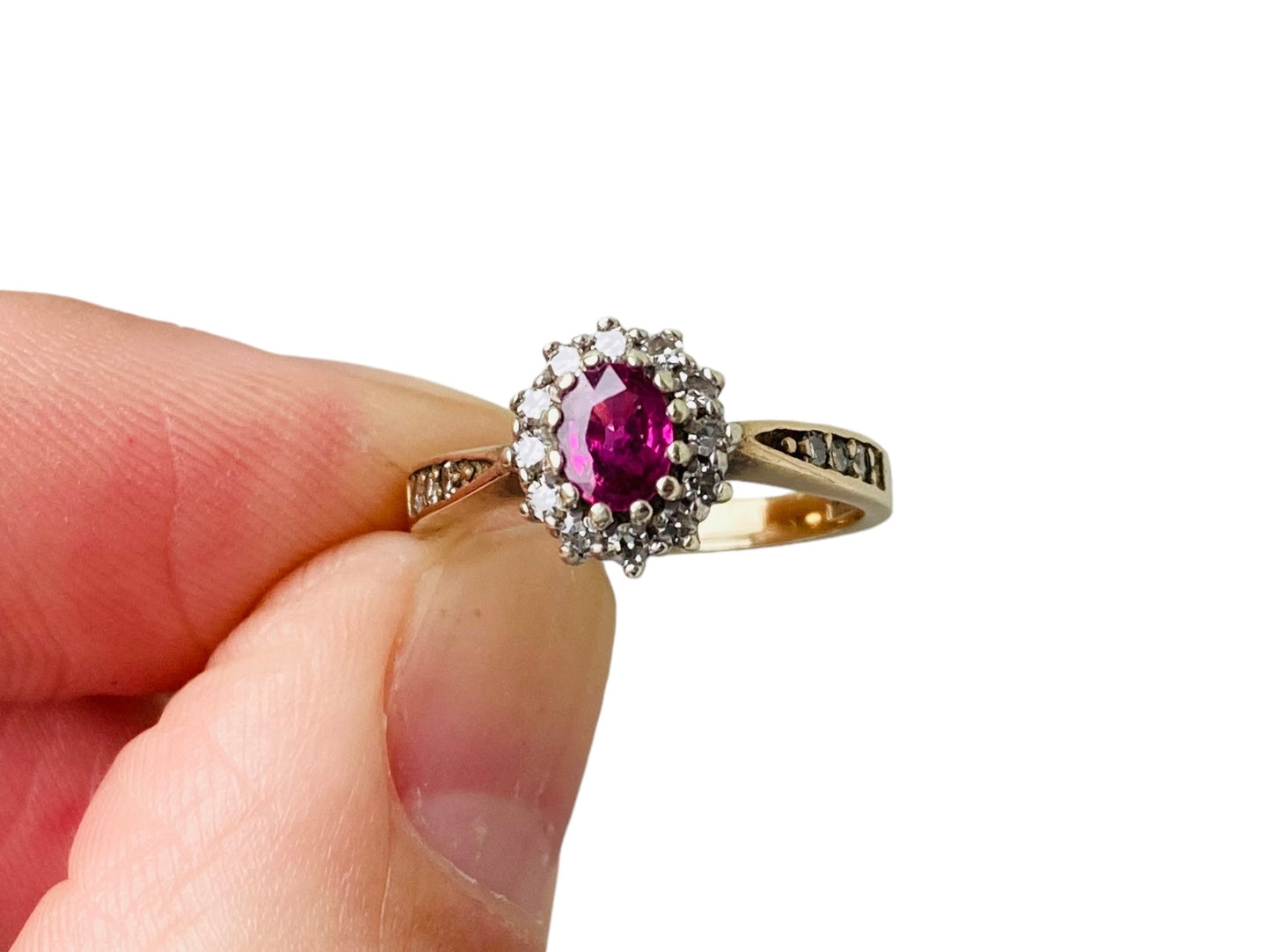 Vintage 9ct Gold Ruby & Diamond Ring