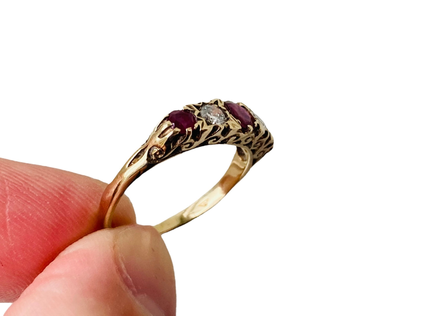 Vintage 9ct Gold Ruby & Diamond Ring