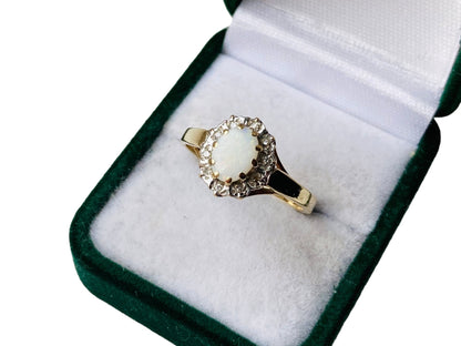 9ct Gold Opal & Diamond Ring