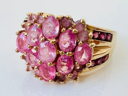 9ct Gold Pink Sapphire & Pink Tourmaline Ring