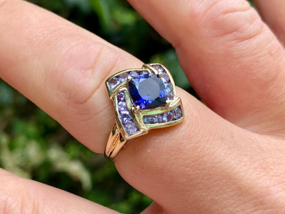 9ct Gold Iolite & Tanzanite Ring