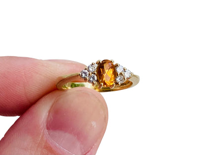 18ct Gold Citrine & Diamond Ring