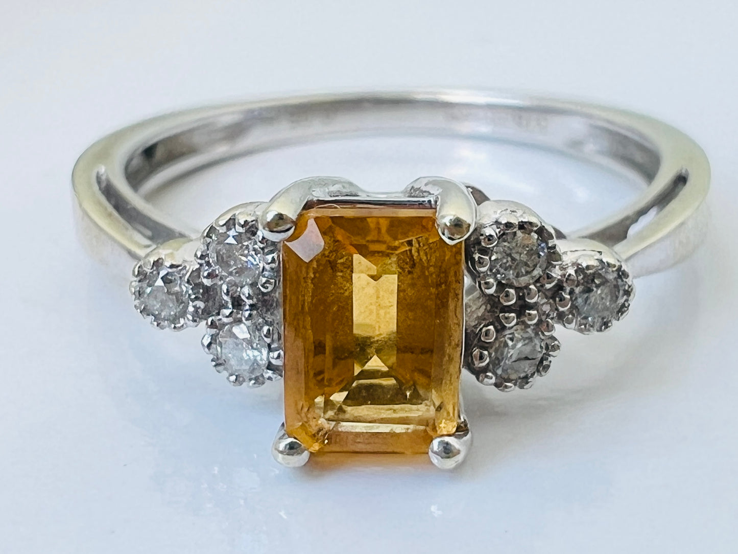 9ct Gold Citrine & Diamond Ring