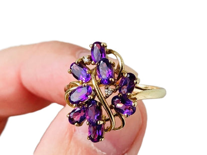 9ct Gold Amethyst & Diamond Ring